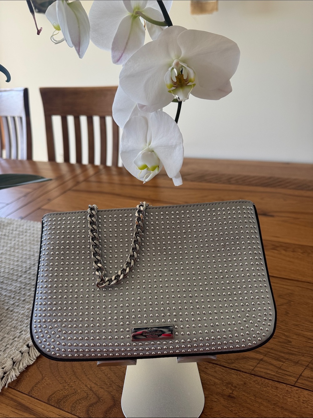 Kate Spade Silver Studded Chain Shoulder Bag